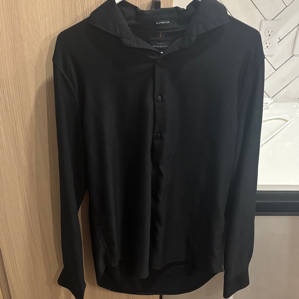 Denim & Flower Black Bi-Stretch Top